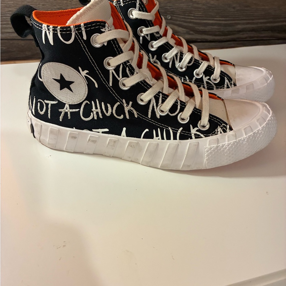 Converse Kids High-Top Sneakers - Black, White, and Orange
